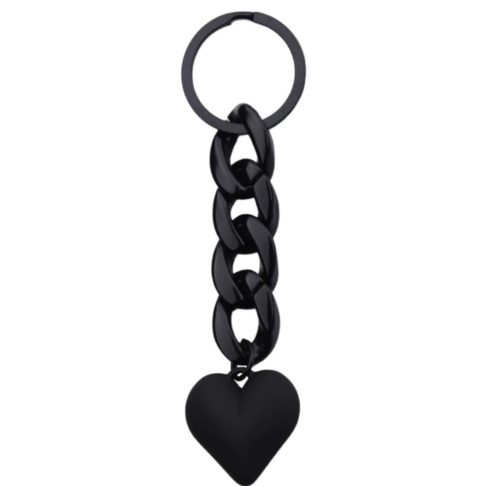 🖤NEW Matte Black Chunky Chain Heart Bag Charm/ Keychain